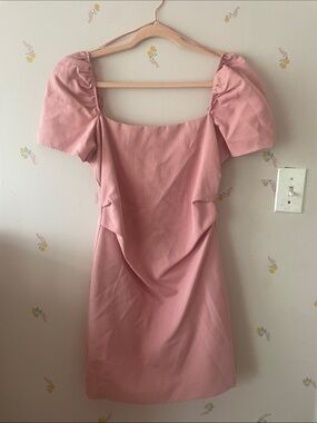 Zara Dusty Pink Puff Sleeve Mini Dress
